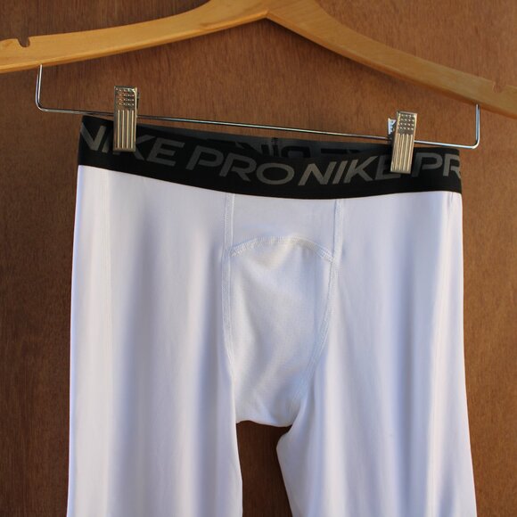 Nike Pro Dri-FIT Compression Tights Boys Large White Athletic Leggings - Picture 3 of 6